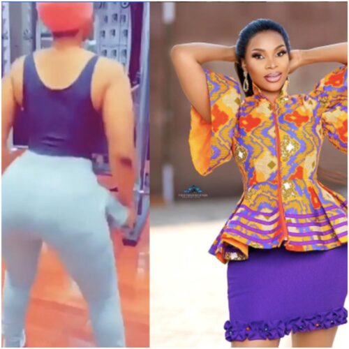 Netizens reaction To Benedicta Gafah hitting the gym with hip pad