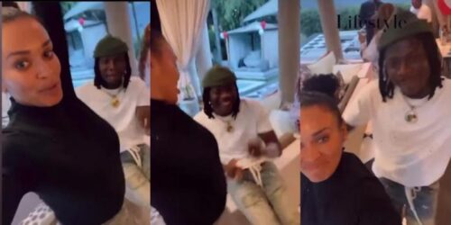 See What Stonebwoy Did When South African actress 'Pearl Thusi' Whine For Him - Video
