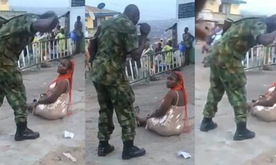 Slay Mama Flogged By Soldier For Indecent Dressing In Public - Watch N Cry