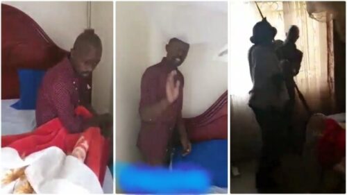 Husband Catches Wife's Boyfriend On Their Matrimonial Bed - Video