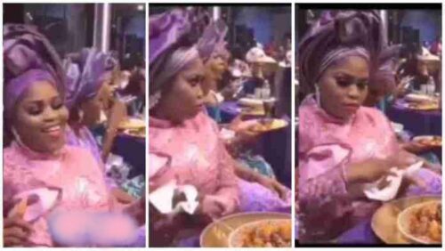 Degree Slay Queen Seen On Camera Stealing Meat @ Wedding Reception - Video