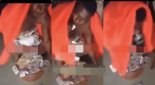 Guy Vomits Money Continuously During A Ritual Process - Video