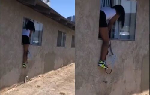 Husband's Side Chick Jumps Over De Window When She Heard Wife Knocking - Video Na Funny