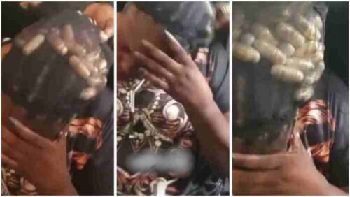 Lady Caught Trying 2 Transport Drugs Concealed In Beads On Her Head By Airport Authorities - Video