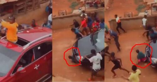 Car Runs Over A Man Who Was Busily Picking Money From The Ground - Sad Video Below