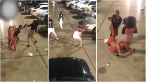 Wrestle Fight Between Slay Queens Makes Wig Fly High In A Parking Lot - Video