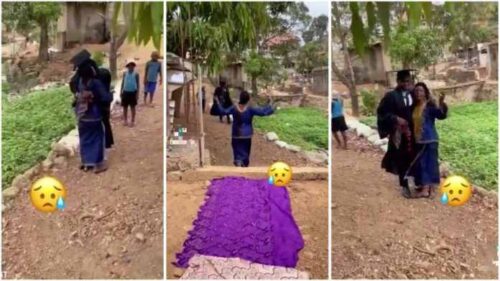 Helpless Mum Who Couldn't Bear The Cost Of Graduation Present For Child Lays Her Material On Floor For Him - Video