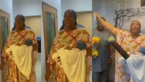 Old Lady Drop Tears Of Sea After She Welcomed Her First Child - Watch N Cry
