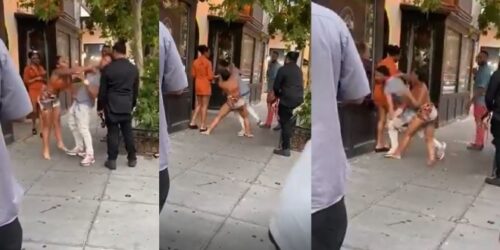 Lady Gives Boyfriend 10 Dirty Slaps In Public As Bystanders Watch - Video