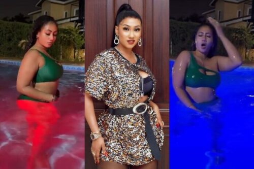 Hajia4Real Flaunts Her Multi Million Customized Swimming Pool That Changes Color - Video