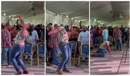 Guy in Slim-Fitted Jeans Dances Like A Snake During Deliverance In Church