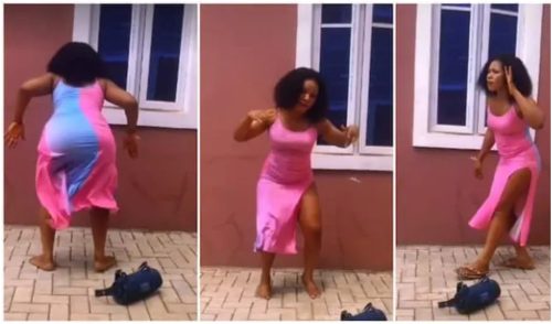 Cute Shaped Lady In Pink Dress Performs Hot Magical Dance Moves With Her Waist